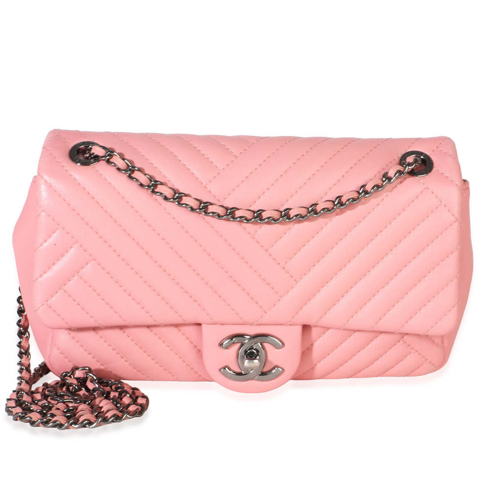 Chanel Pink Quilted Lambskin CC Crossing Mini Rectangular Flap Bag